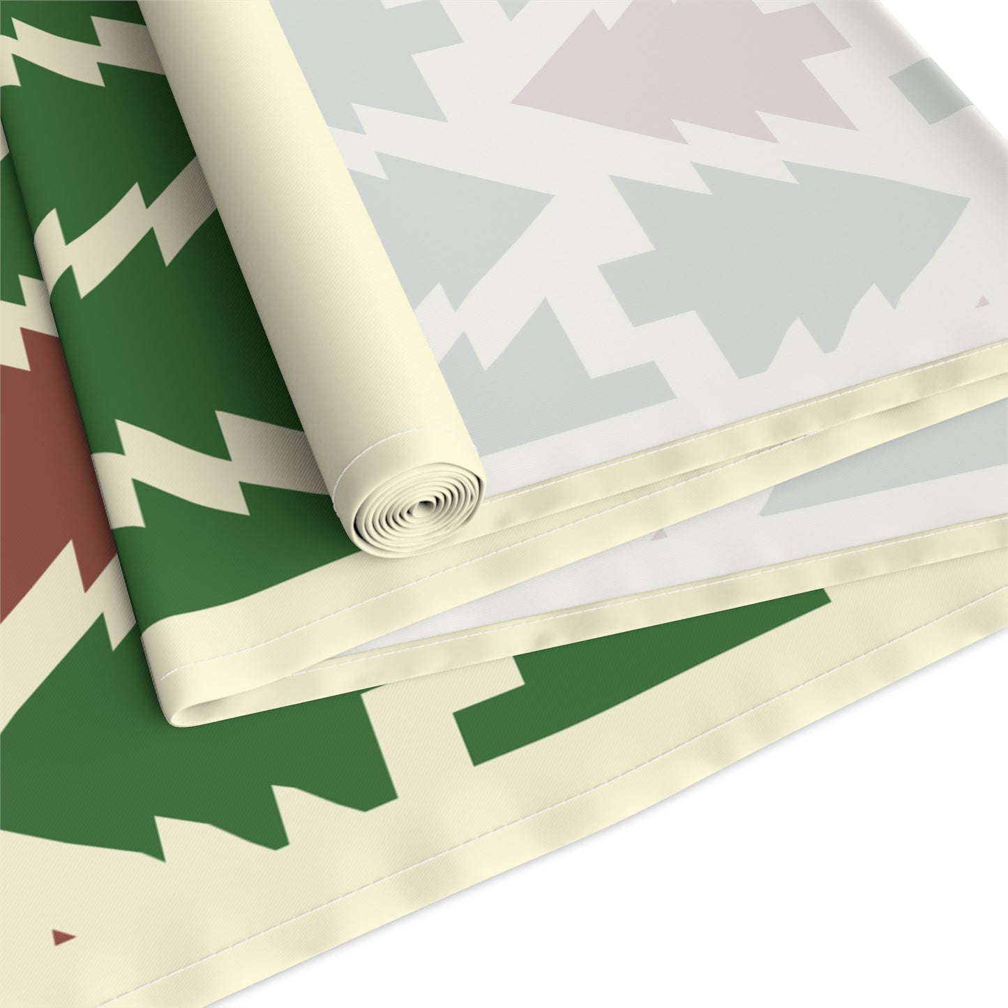 Christmas Trees Red Green Table Runner, Holiday Table Decor, Holiday Dinner Accessories - Cotton, Poly, Festive Table Linens, Christmas Home