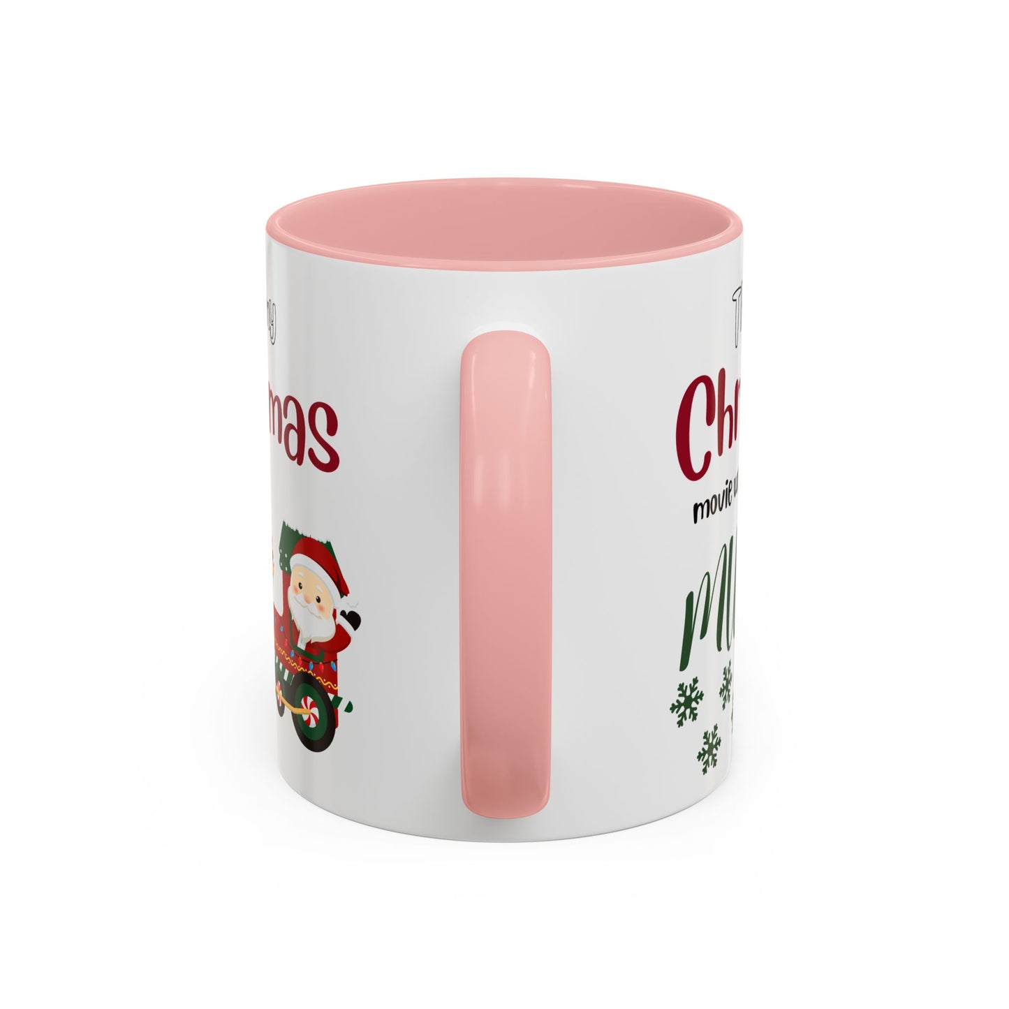 Christmas Movie Watching Accent Coffee Mug (11, 15oz) - Cozy Holiday Mug, Festive Hot Cocoa Cup, Winter Movie Night Gift, Santa Claus Mug,
