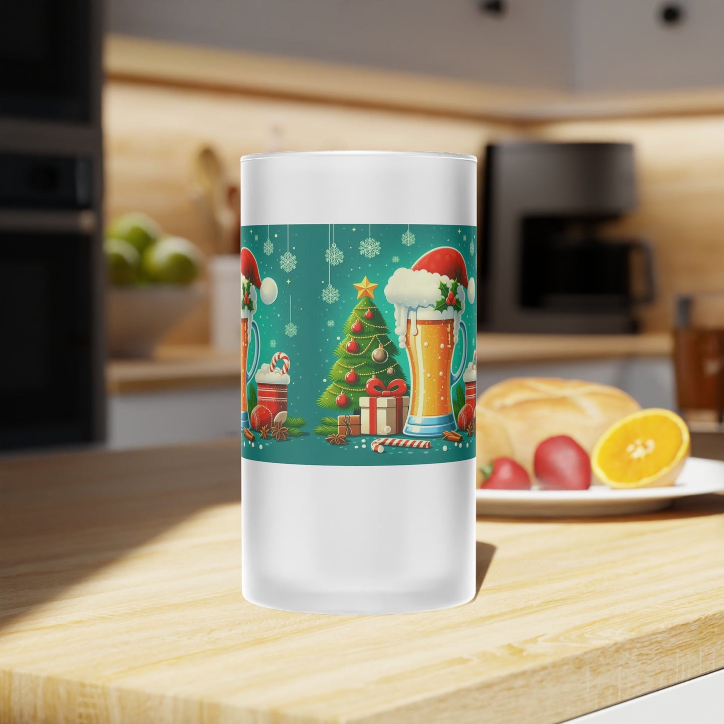 Christmas Frosted Glass Beer Mug