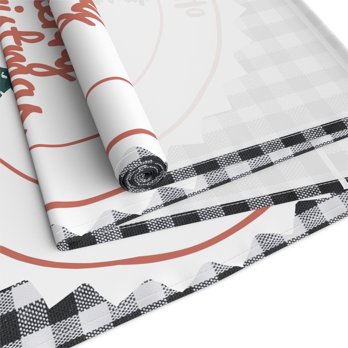 Christmas Table Runner, Festive Holiday Decor, Cotton Poly Blend, Red and White Christmas Decoration, Dining Table Linens, Xmas Kitchen