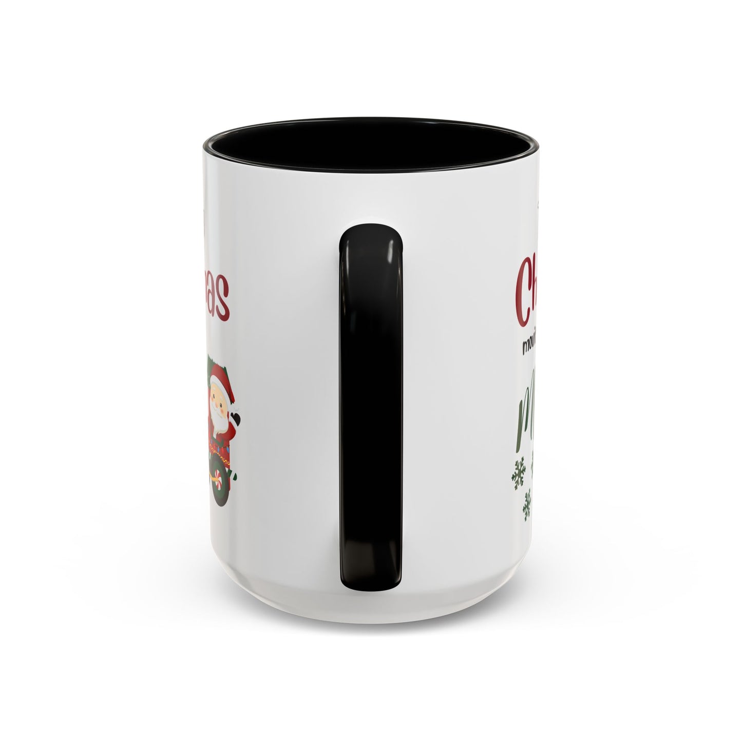 Christmas Movie Watching Accent Coffee Mug (11, 15oz) - Cozy Holiday Mug, Festive Hot Cocoa Cup, Winter Movie Night Gift, Santa Claus Mug,