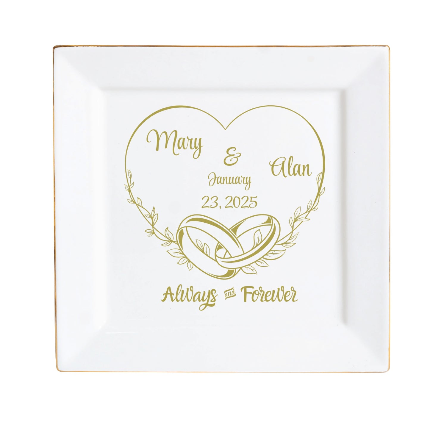 Ceramic Square Plates, Weddings Day Appetizers, Personalized Dinner Decor, Romantic Custom Plates, Table Setting Gift, Wedding Day