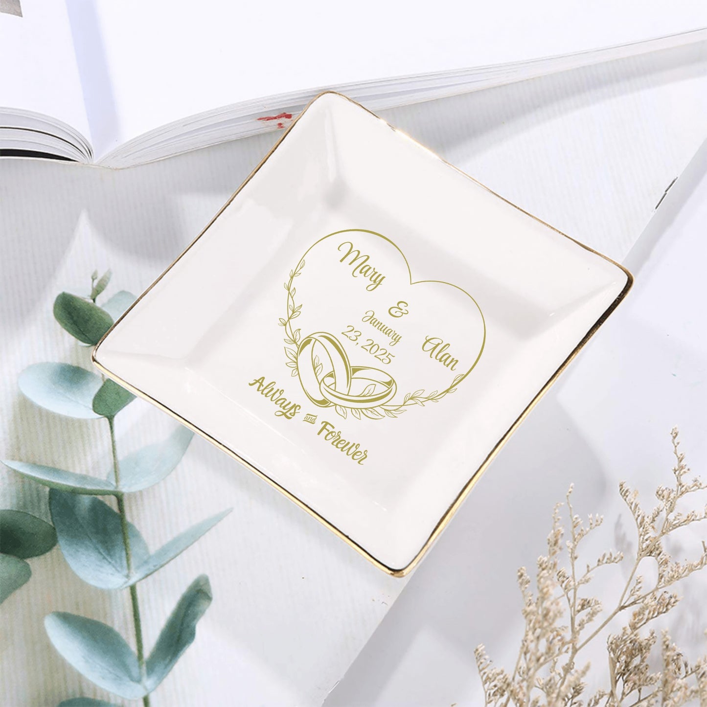 Ceramic Square Plates, Weddings Day Appetizers, Personalized Dinner Decor, Romantic Custom Plates, Table Setting Gift, Wedding Day