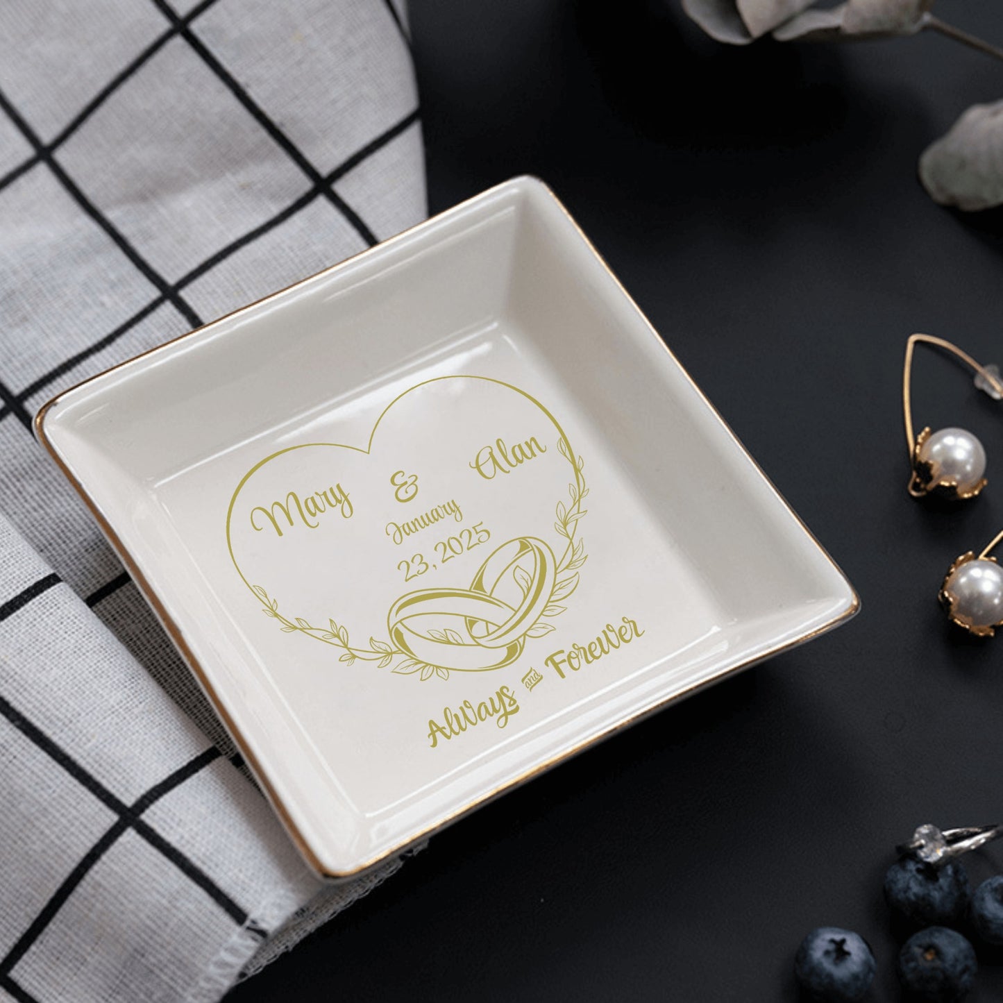 Ceramic Square Plates, Weddings Day Appetizers, Personalized Dinner Decor, Romantic Custom Plates, Table Setting Gift, Wedding Day