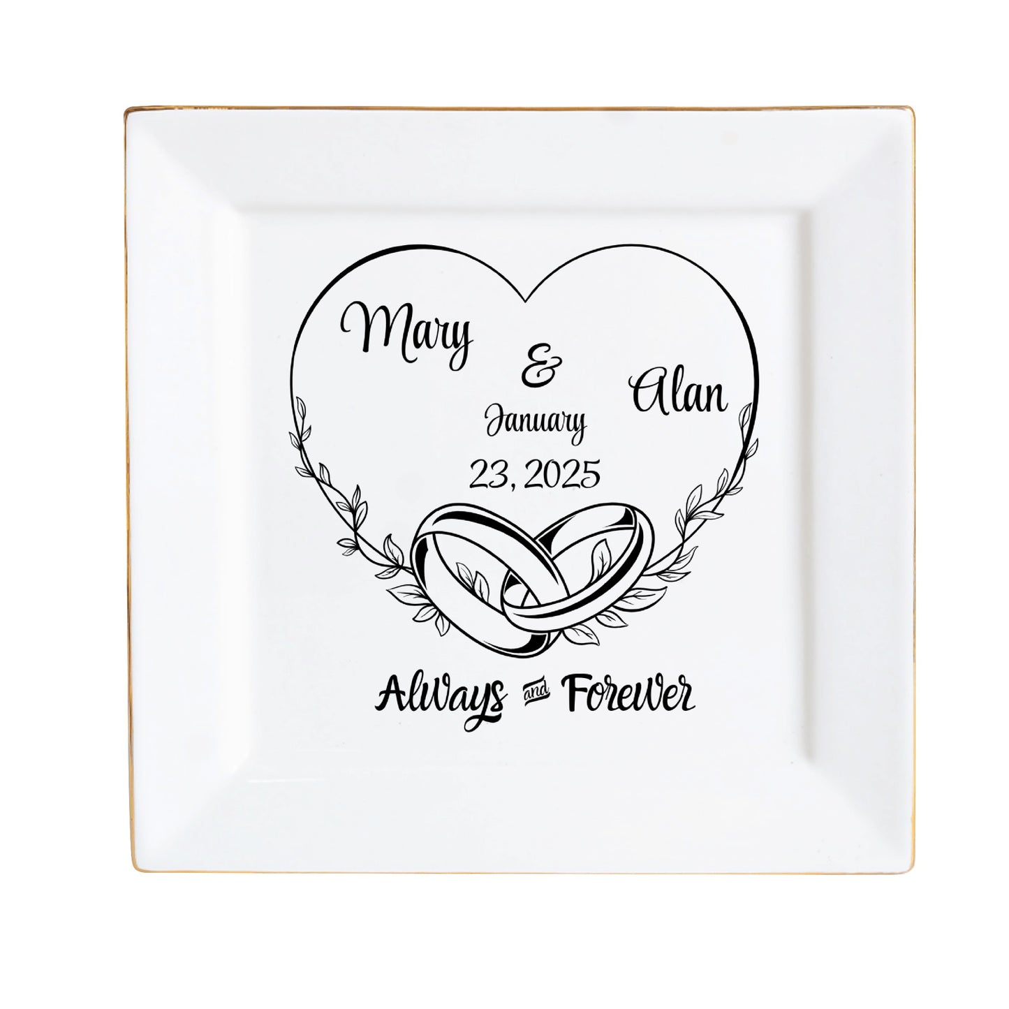 Ceramic Square Plates, Weddings Day Appetizers, Personalized Dinner Decor, Romantic Custom Plates, Table Setting Gift