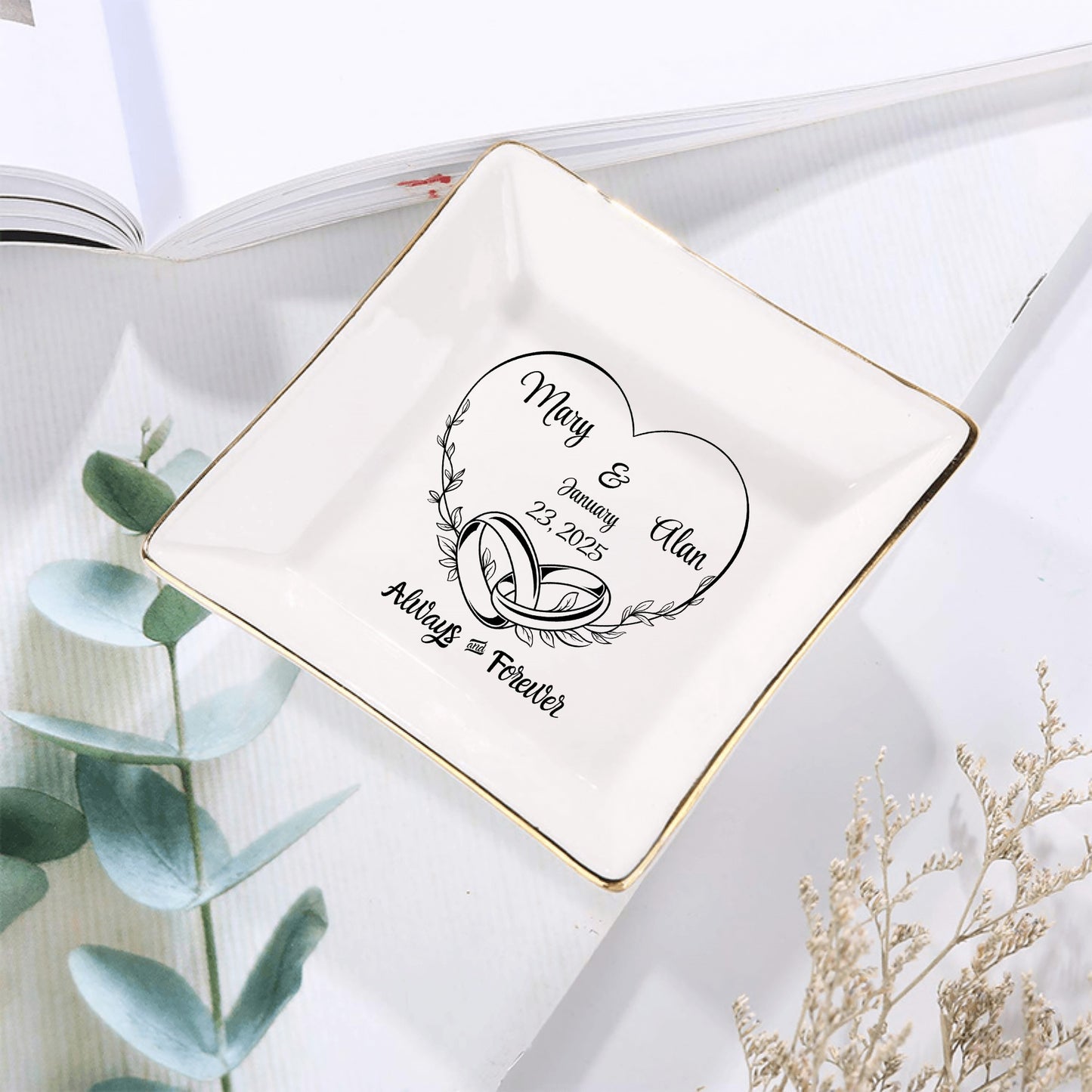 Ceramic Square Plates, Weddings Day Appetizers, Personalized Dinner Decor, Romantic Custom Plates, Table Setting Gift