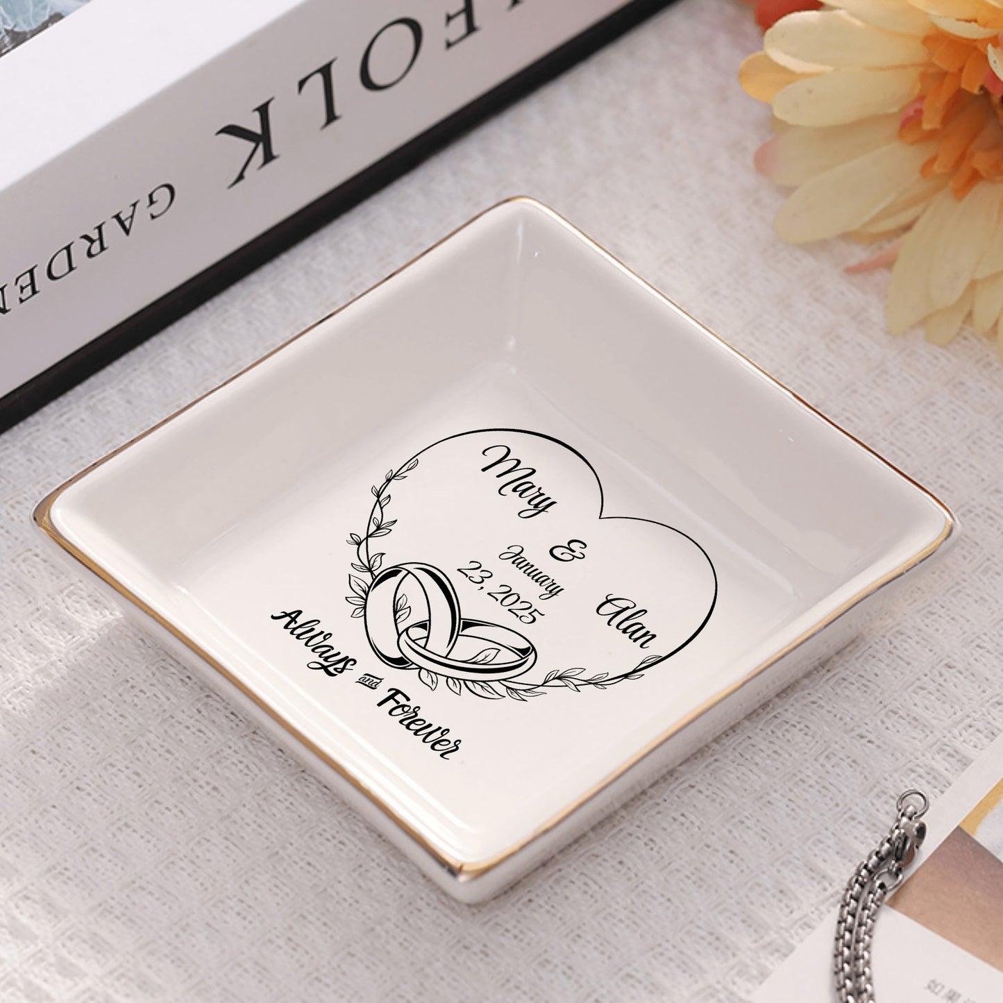 Ceramic Square Plates, Weddings Day Appetizers, Personalized Dinner Decor, Romantic Custom Plates, Table Setting Gift