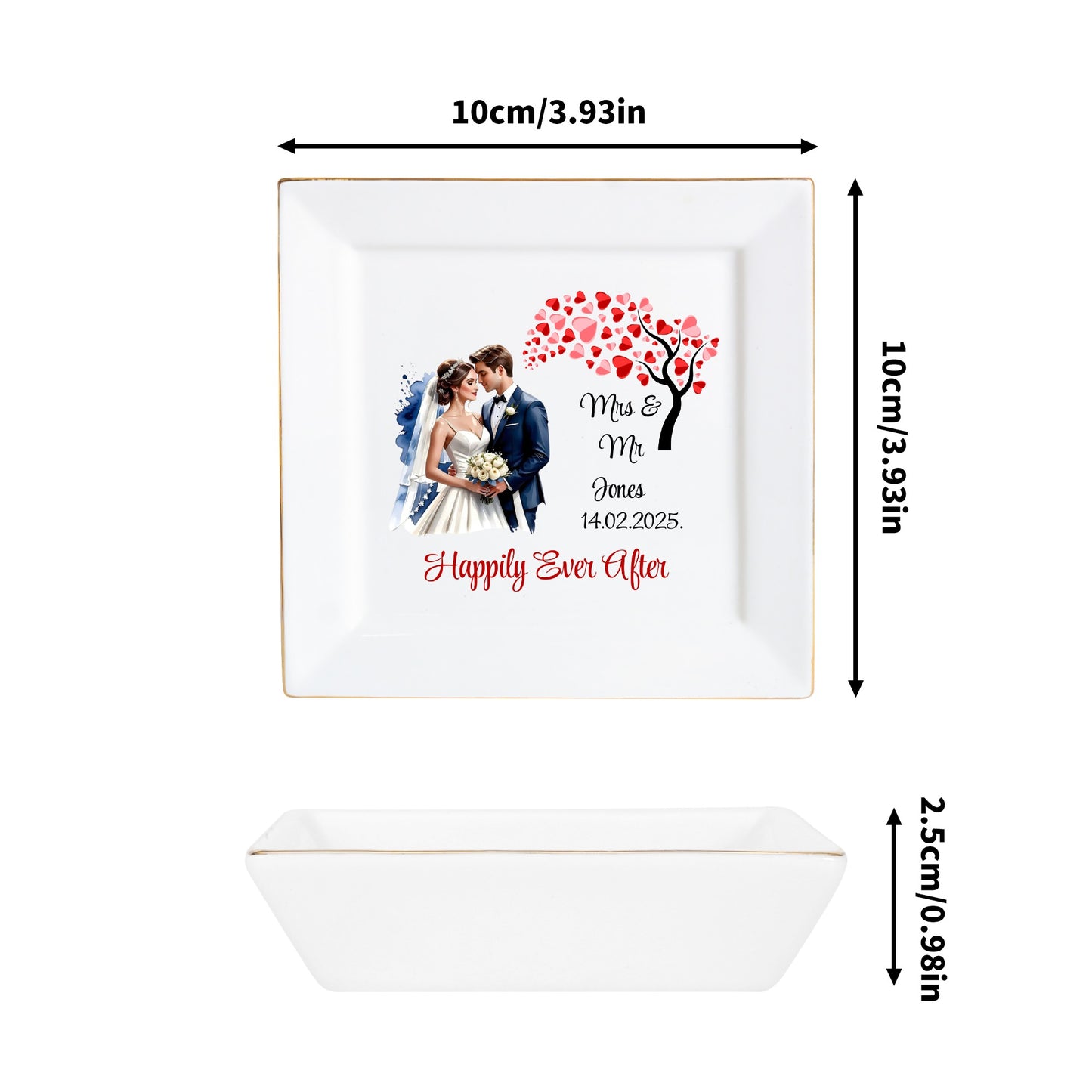 Personalized Ceramic Square Plates – Wedding Day Appetizer & Romantic Dinner Table Decor