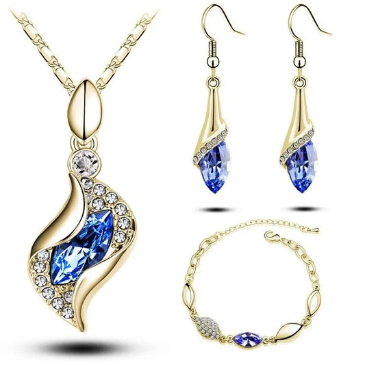 A Gold Filled Colorful Austrian Crystal Drop Jewelry Sets