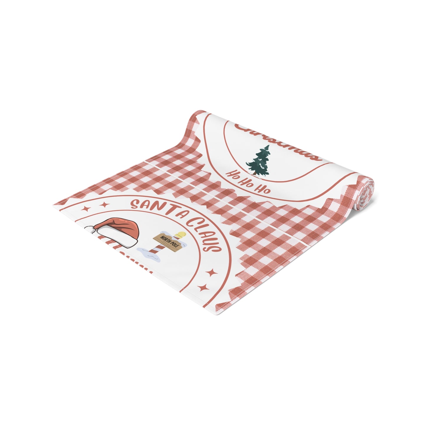 Table Runner, Christmas Decoration Santa Claus Ho Ho Ho, Red White, Cotton Poly, Home Decor, Holiday Table Linen, Festive Dining Accessories