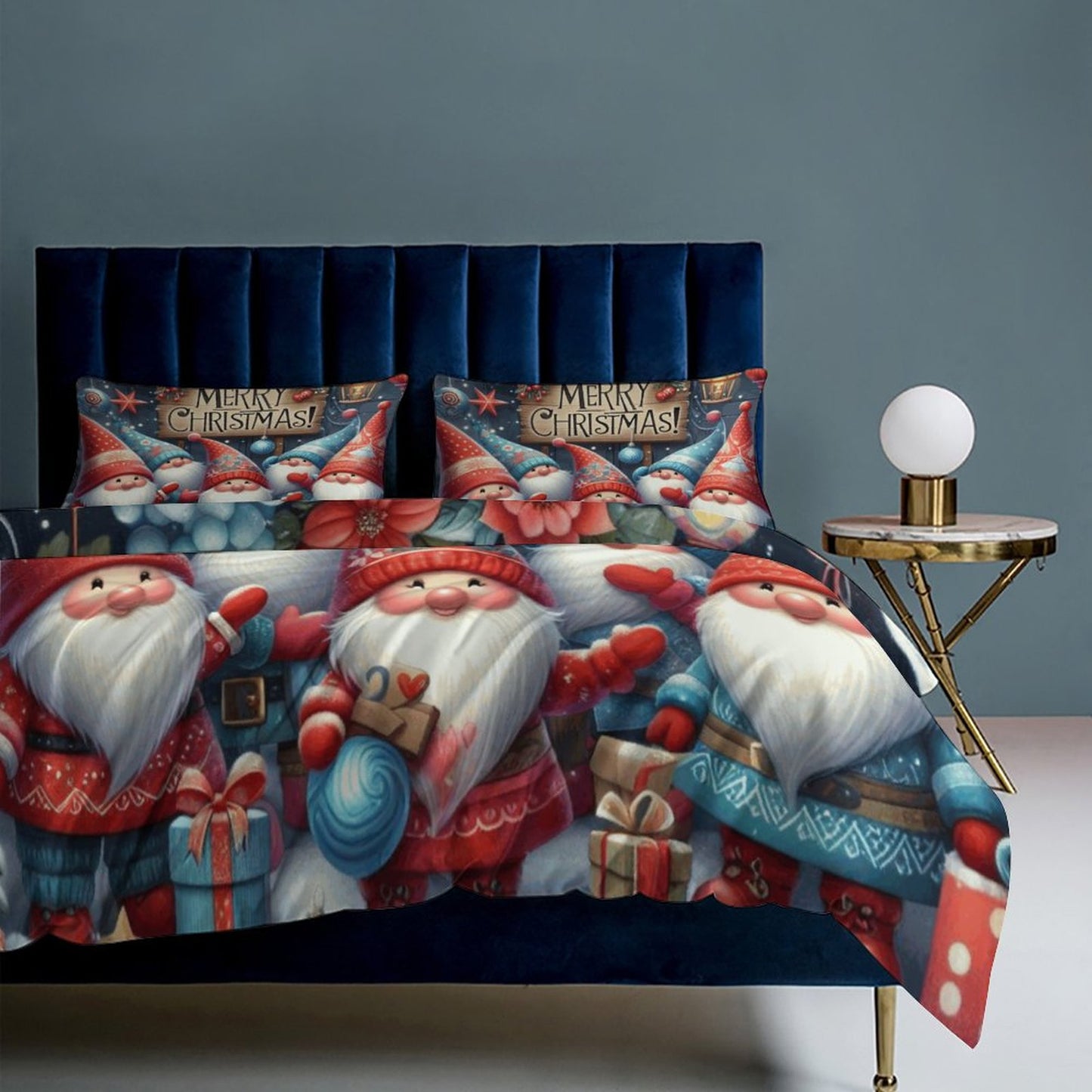 Christmas Gnomes 3-Piece Bedding Set-102"x90"/ 259x229cm (Dual-sided Printing)