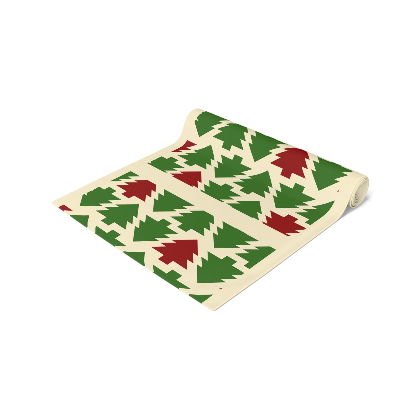 Christmas Trees Red Green Table Runner, Holiday Table Decor, Holiday Dinner Accessories - Cotton, Poly, Festive Table Linens, Christmas Home