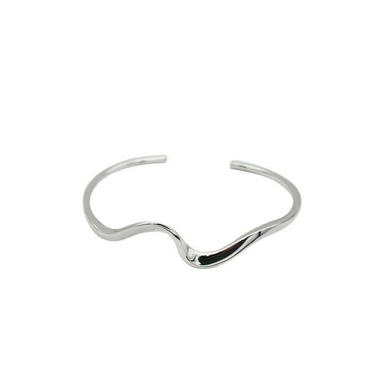 Sterling silver bracelet minimalist wave bracelet Mobius open bracelet jewelry