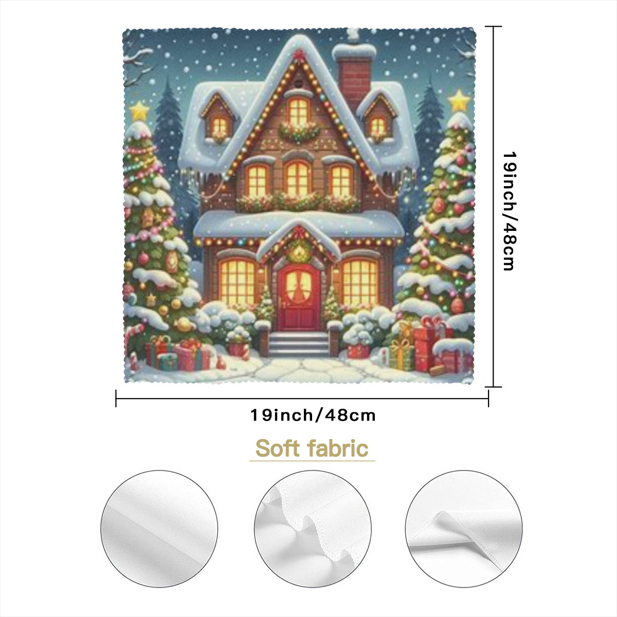 Christmas House Napkin Fabric| Polyester