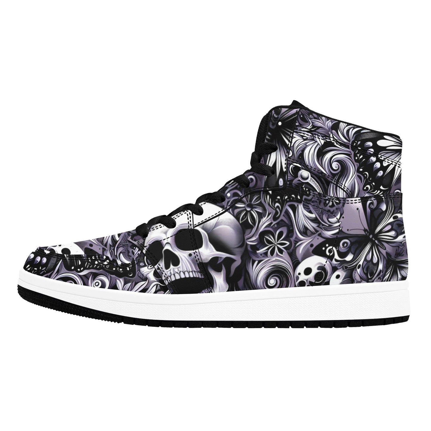 Skulla and Roses Women's High Top Sneakers (Model 20042)