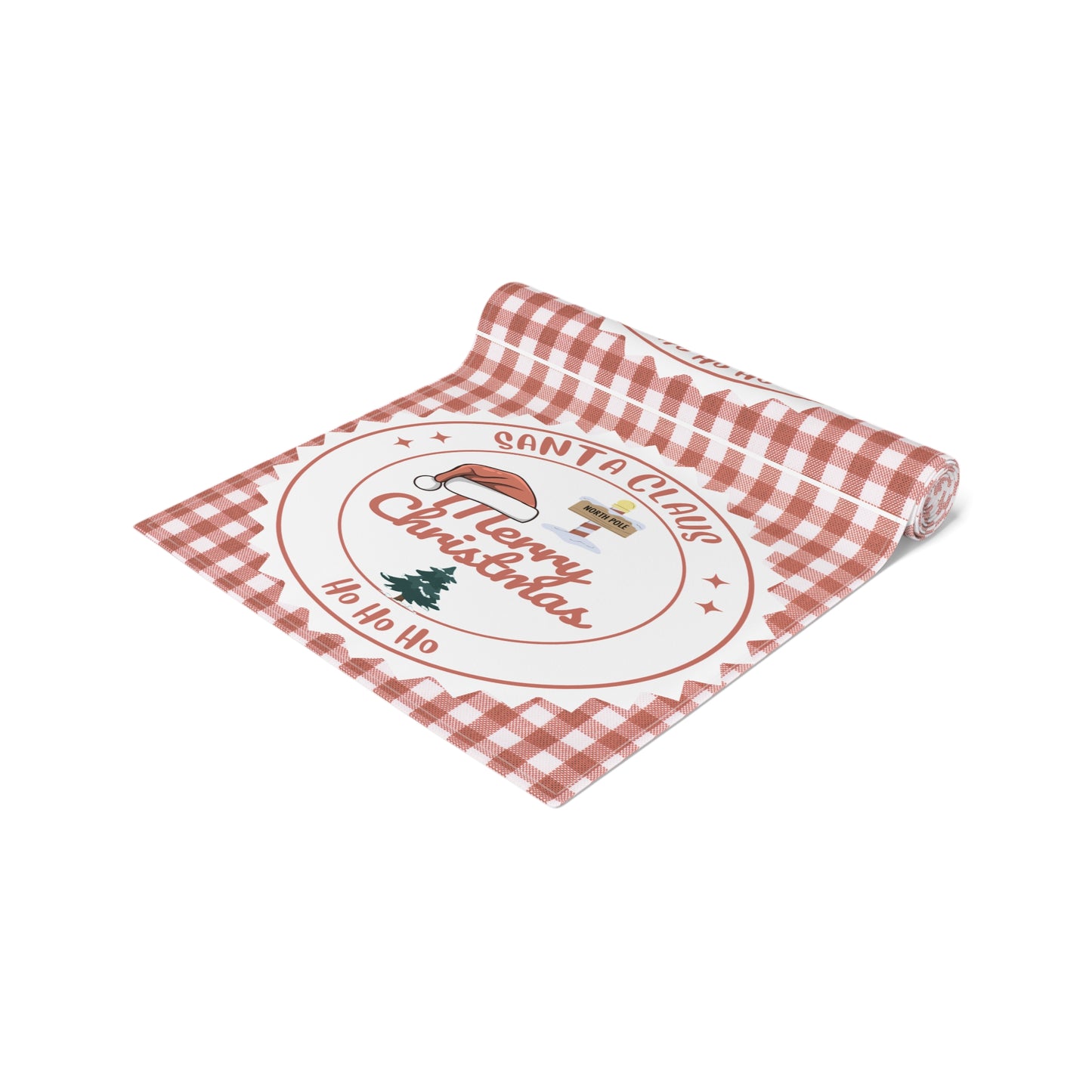Table Runner, Christmas Decoration Santa Claus Ho Ho Ho, Red White, Cotton Poly, Home Decor, Holiday Table Linen, Festive Dining Accessories