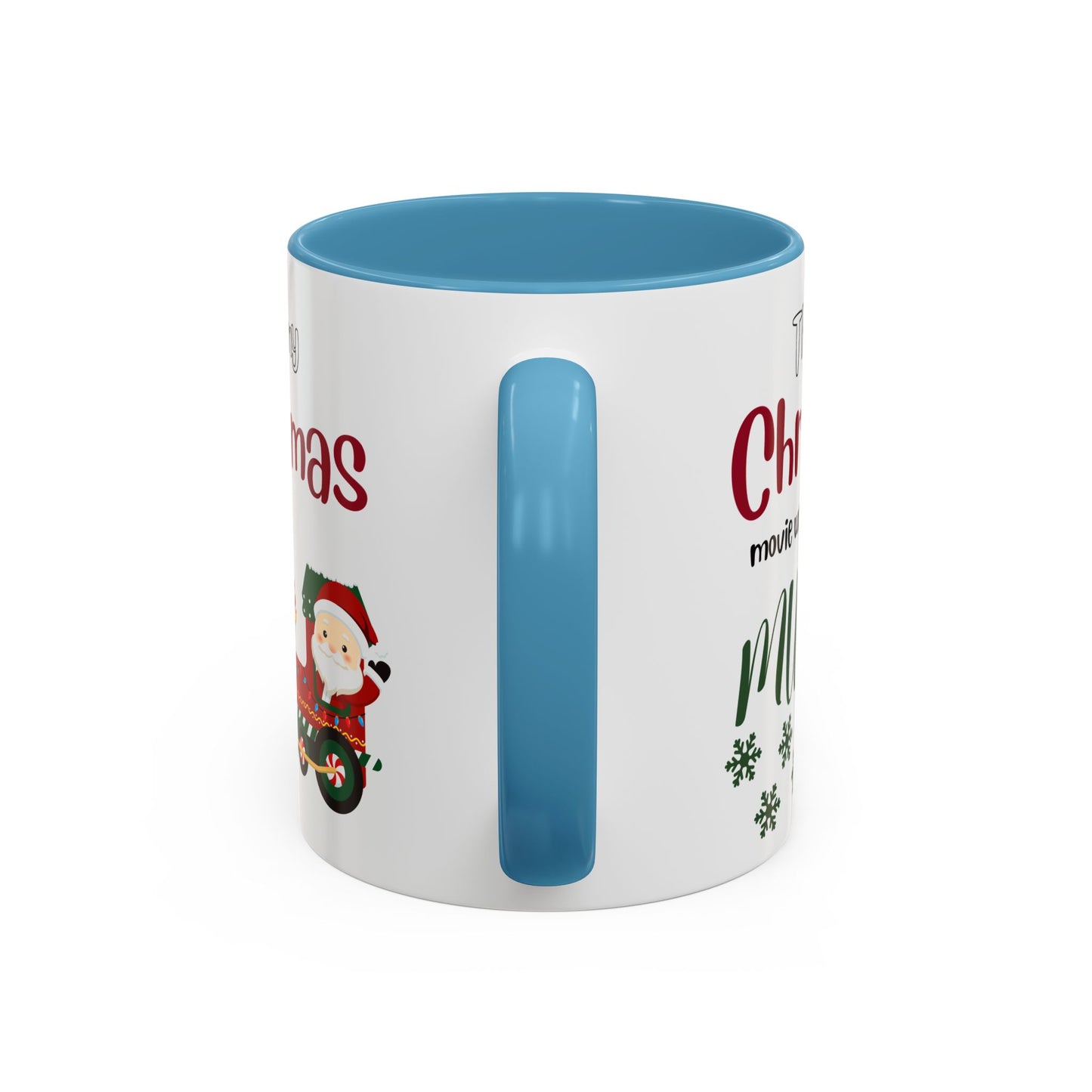 Christmas Movie Watching Accent Coffee Mug (11, 15oz) - Cozy Holiday Mug, Festive Hot Cocoa Cup, Winter Movie Night Gift, Santa Claus Mug,