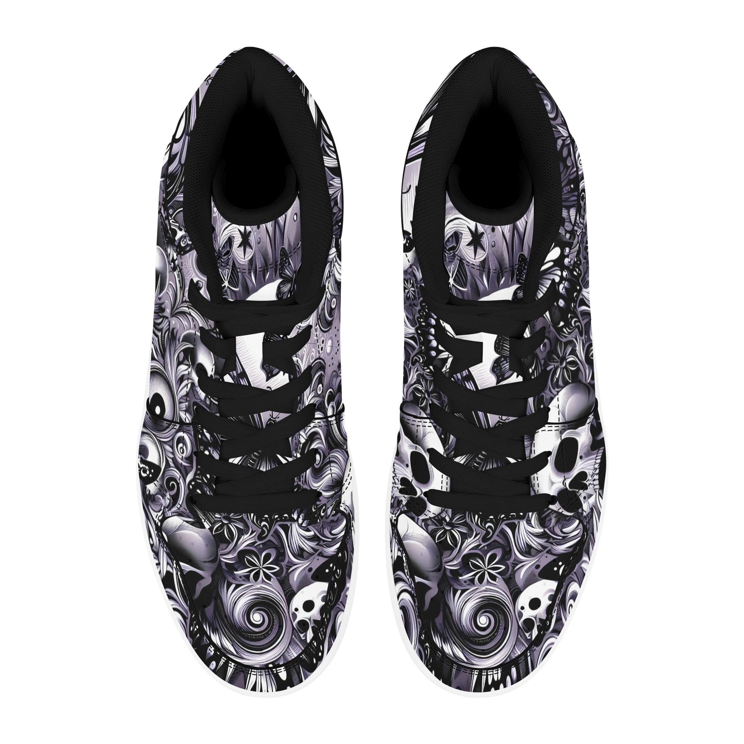 Skulla and Roses Women's High Top Sneakers (Model 20042)