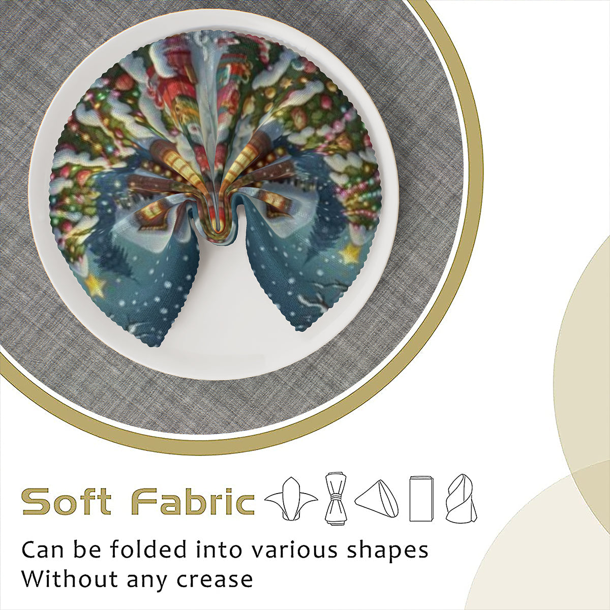Christmas House Napkin Fabric| Polyester