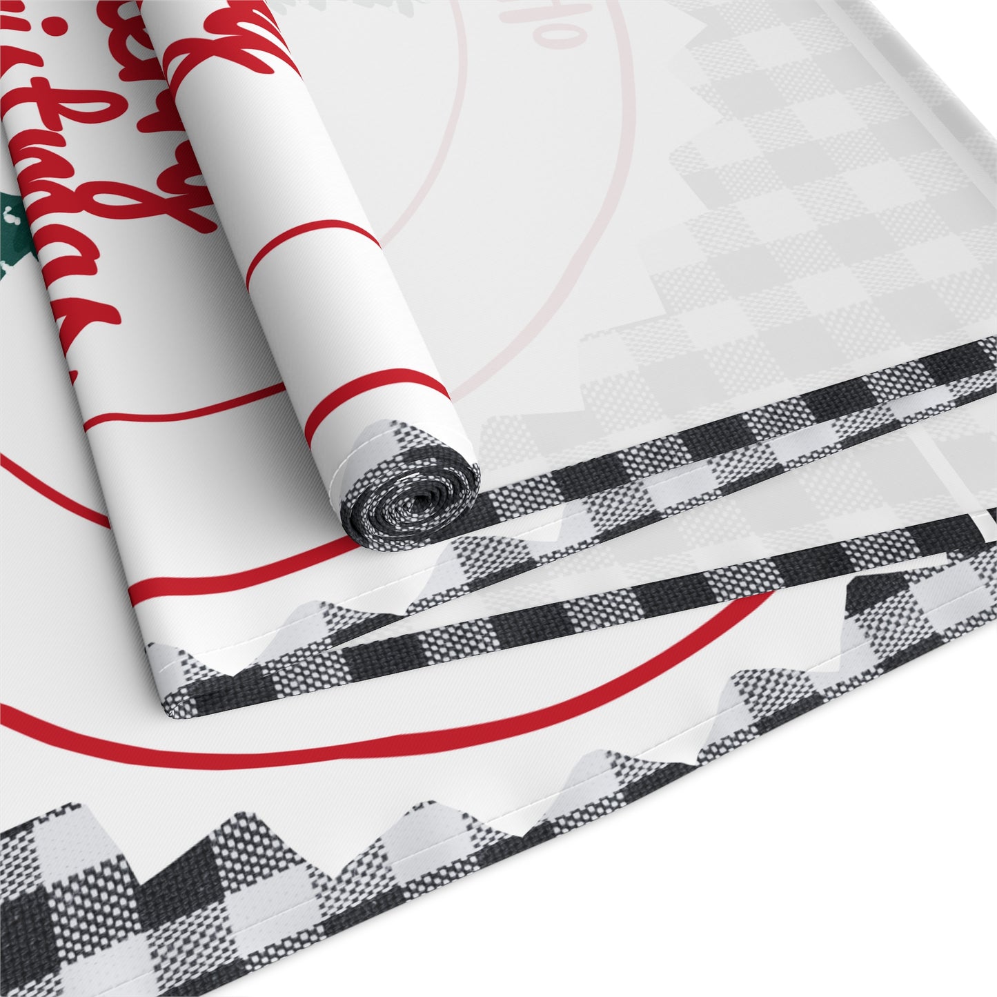 Christmas Table Runner, Festive Holiday Decor, Cotton Poly Blend, Red and White Christmas Decoration, Dining Table Linens, Xmas Kitchen