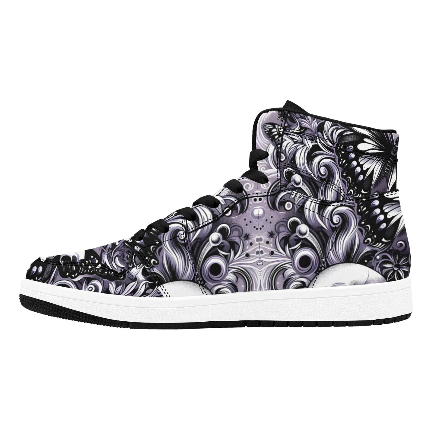 Skulla and Roses Women's High Top Sneakers (Model 20042)
