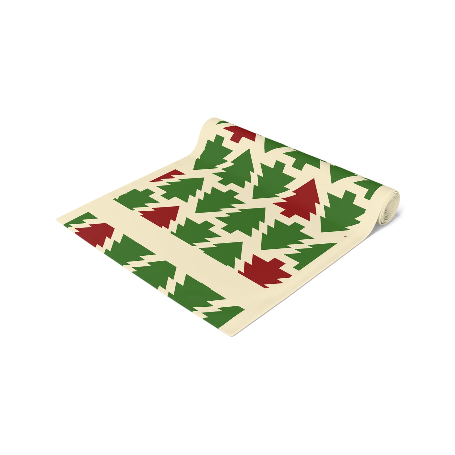 Christmas Trees Red Green Table Runner, Holiday Table Decor, Holiday Dinner Accessories - Cotton, Poly, Festive Table Linens, Christmas Home