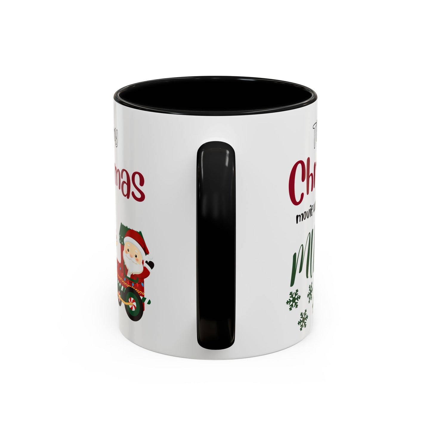 Christmas Movie Watching Accent Coffee Mug (11, 15oz) - Cozy Holiday Mug, Festive Hot Cocoa Cup, Winter Movie Night Gift, Santa Claus Mug,
