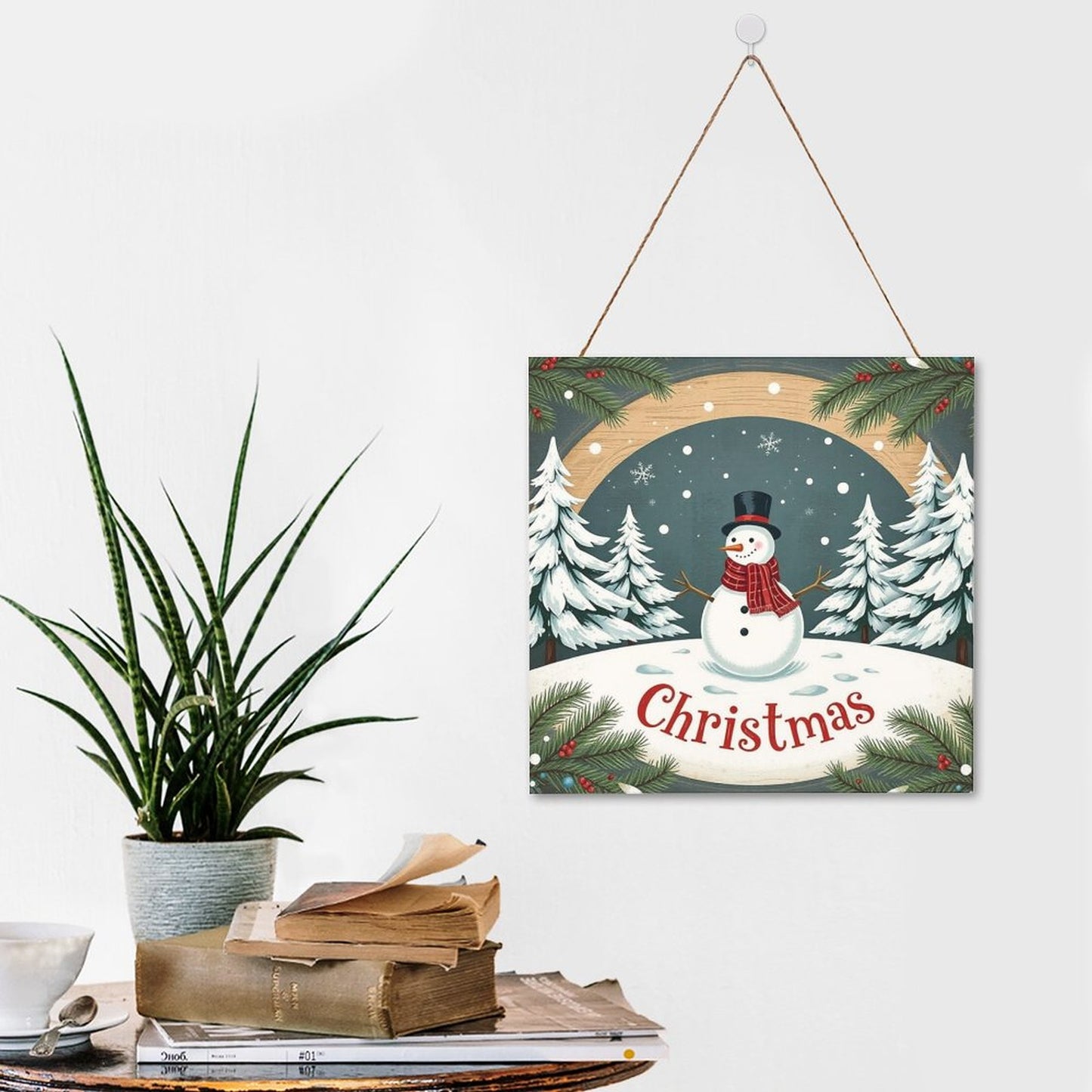 Christmas Square Wood Wall Decor Hanging Sign-12"x12"/30x30cm