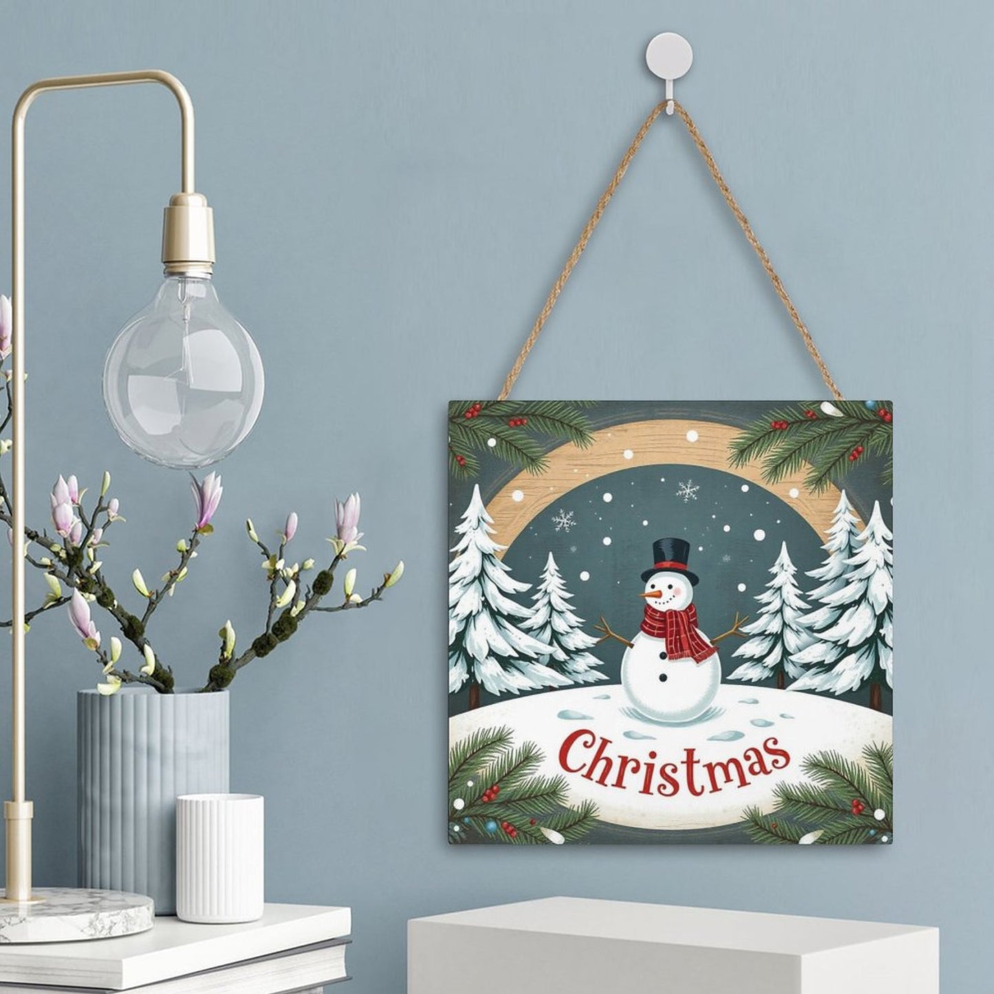 Christmas Square Wood Wall Decor Hanging Sign-12"x12"/30x30cm