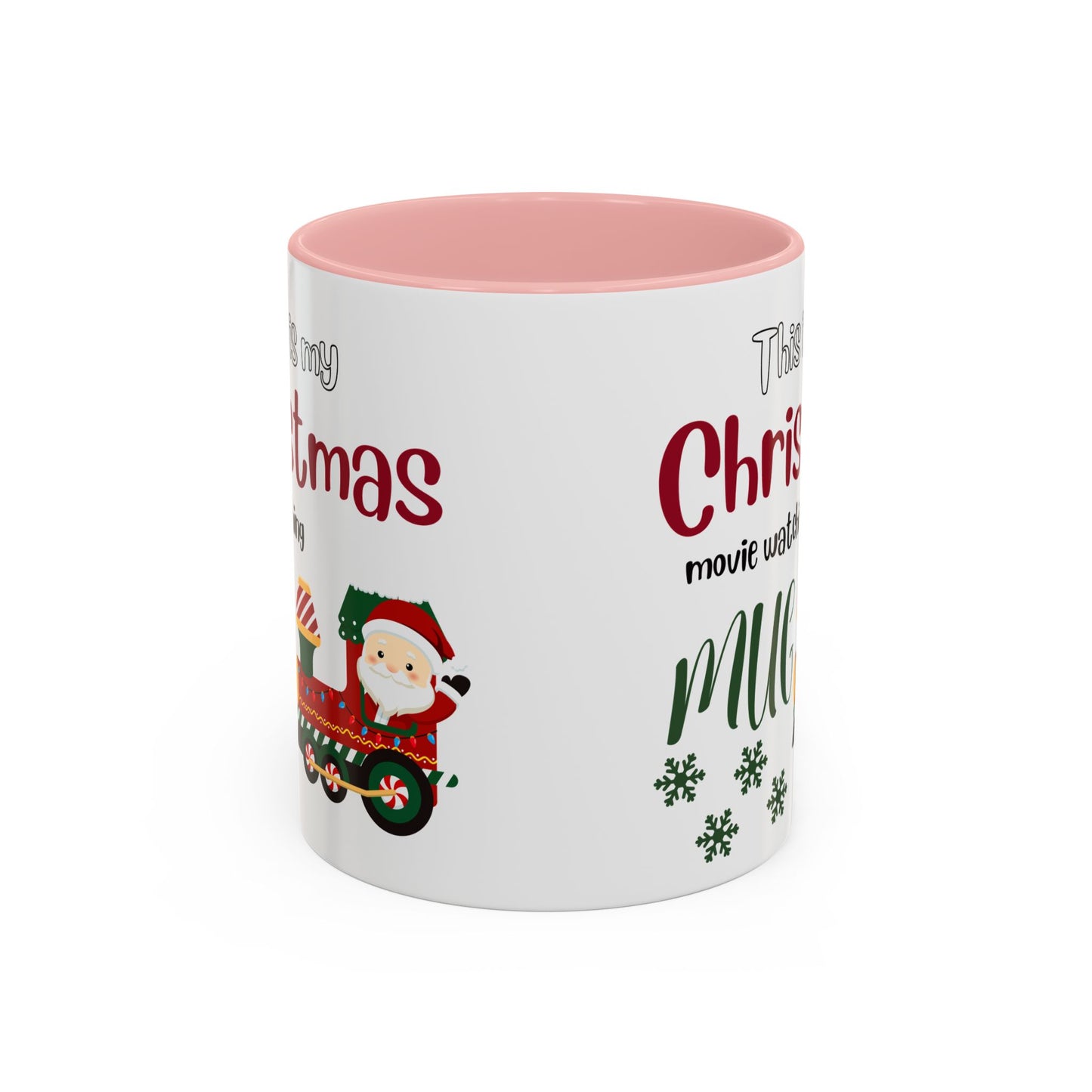 Christmas Movie Watching Accent Coffee Mug (11, 15oz) - Cozy Holiday Mug, Festive Hot Cocoa Cup, Winter Movie Night Gift, Santa Claus Mug,