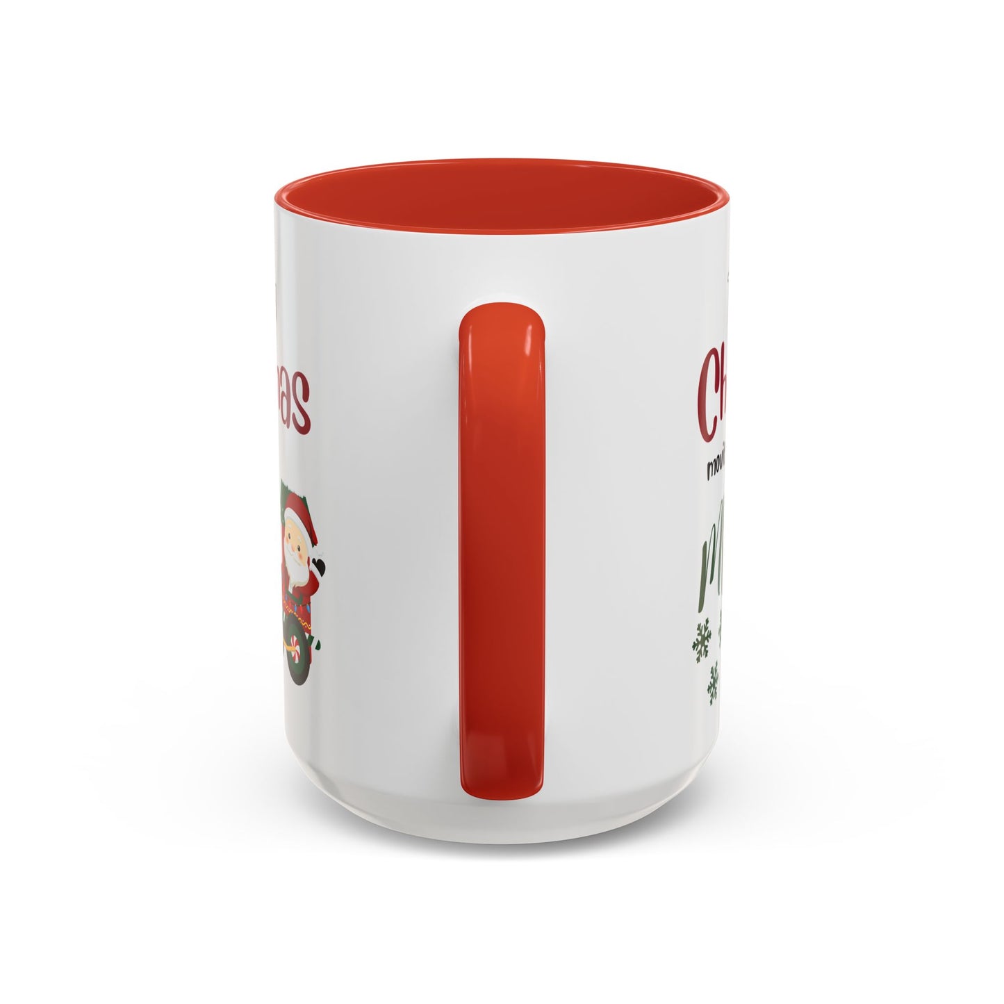 Christmas Movie Watching Accent Coffee Mug (11, 15oz) - Cozy Holiday Mug, Festive Hot Cocoa Cup, Winter Movie Night Gift, Santa Claus Mug,