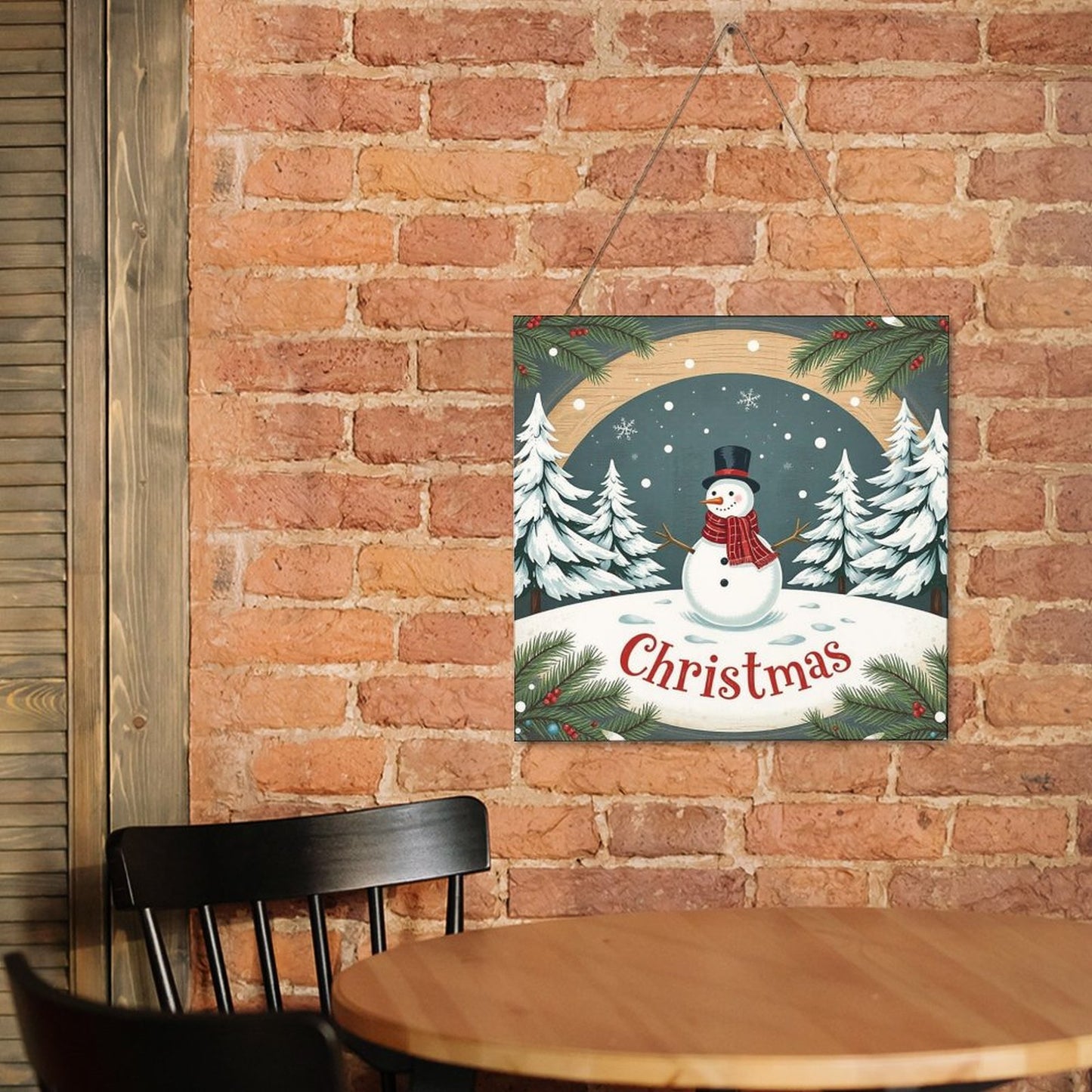 Christmas Square Wood Wall Decor Hanging Sign-12"x12"/30x30cm