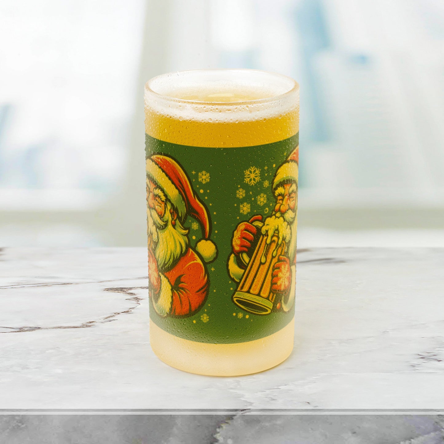 Christmas Beer Stein Santa ClausHey there, beer buddy! Get ready to raise a toast with our awesome 16oz Frosted Beer Stein!
Picture this: a classic pint glass design that feels great in your hand, ChristmasLoving.Shop