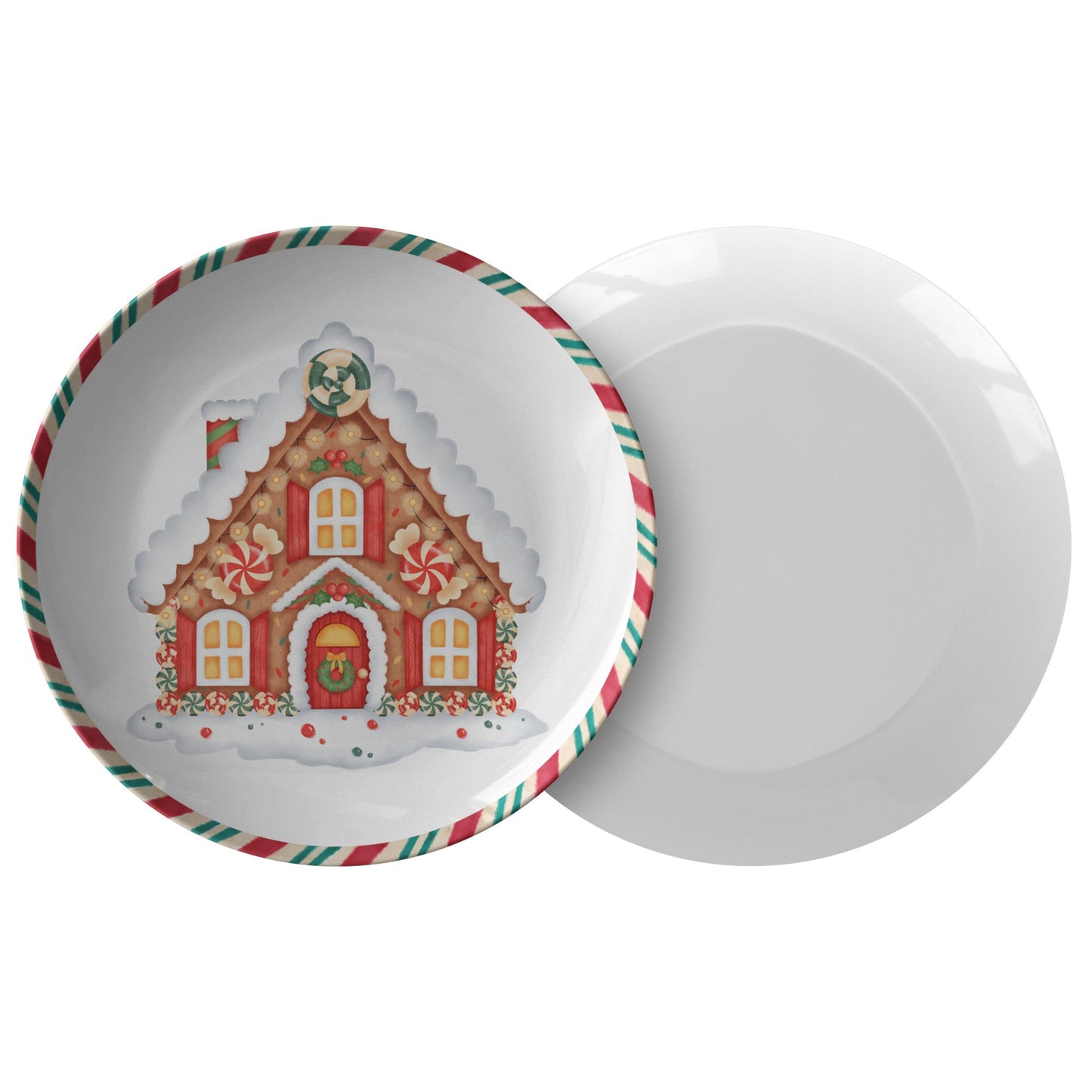 Christmas House Decoration Plate, Holiday Table Decor, Red Green ServiPRODUCT INFORMATION10" dinner plate manufactured from revolutionary polymer that is:
Microwave Safe
Oven Safe (250° up to 1 hour)
Dishwasher Safe
CPSC-Certified
FDAChristmasLoving.Shop