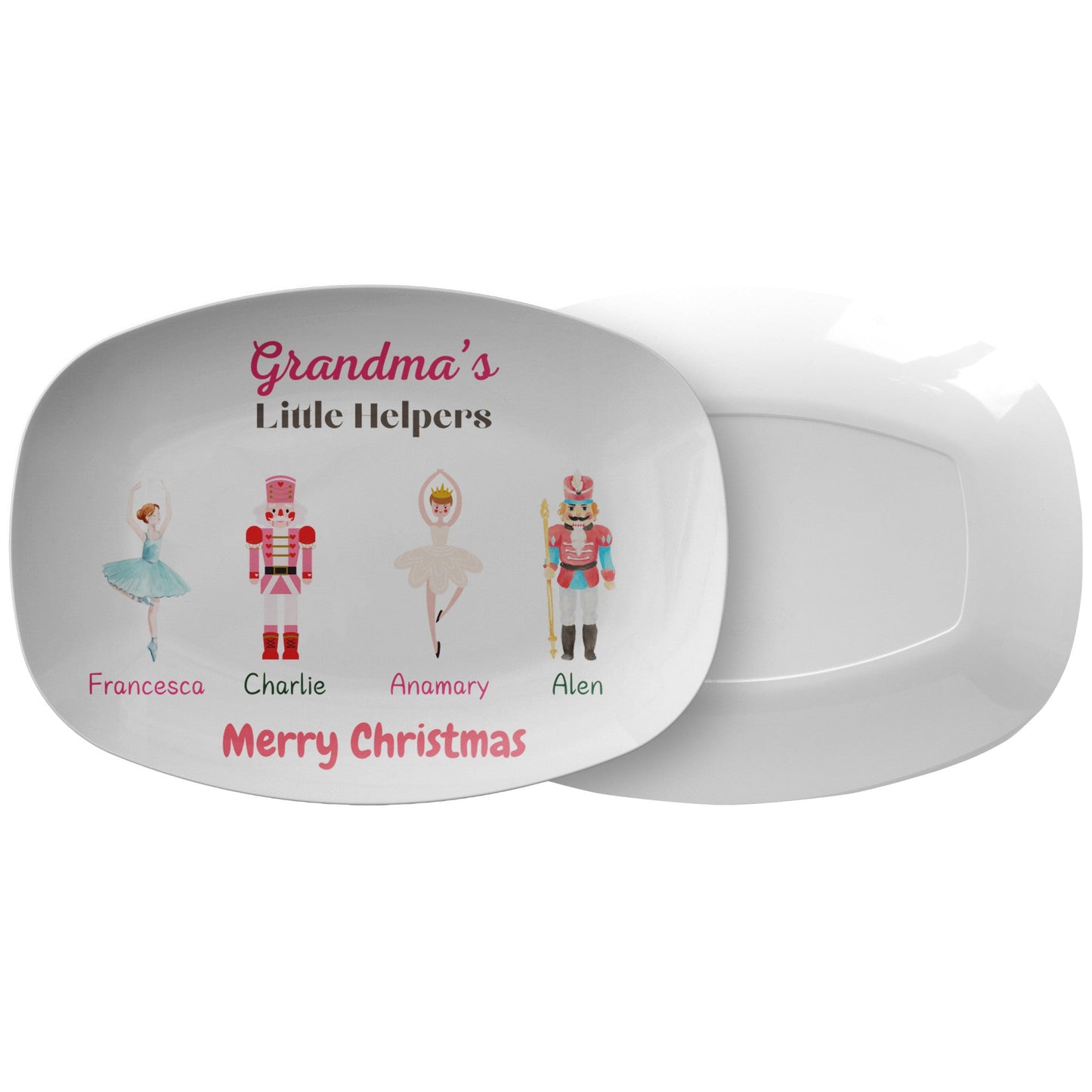 Grandma's Little Helpers Christmas Platter, Holiday Serving Tray, Festive Kitchen Decor