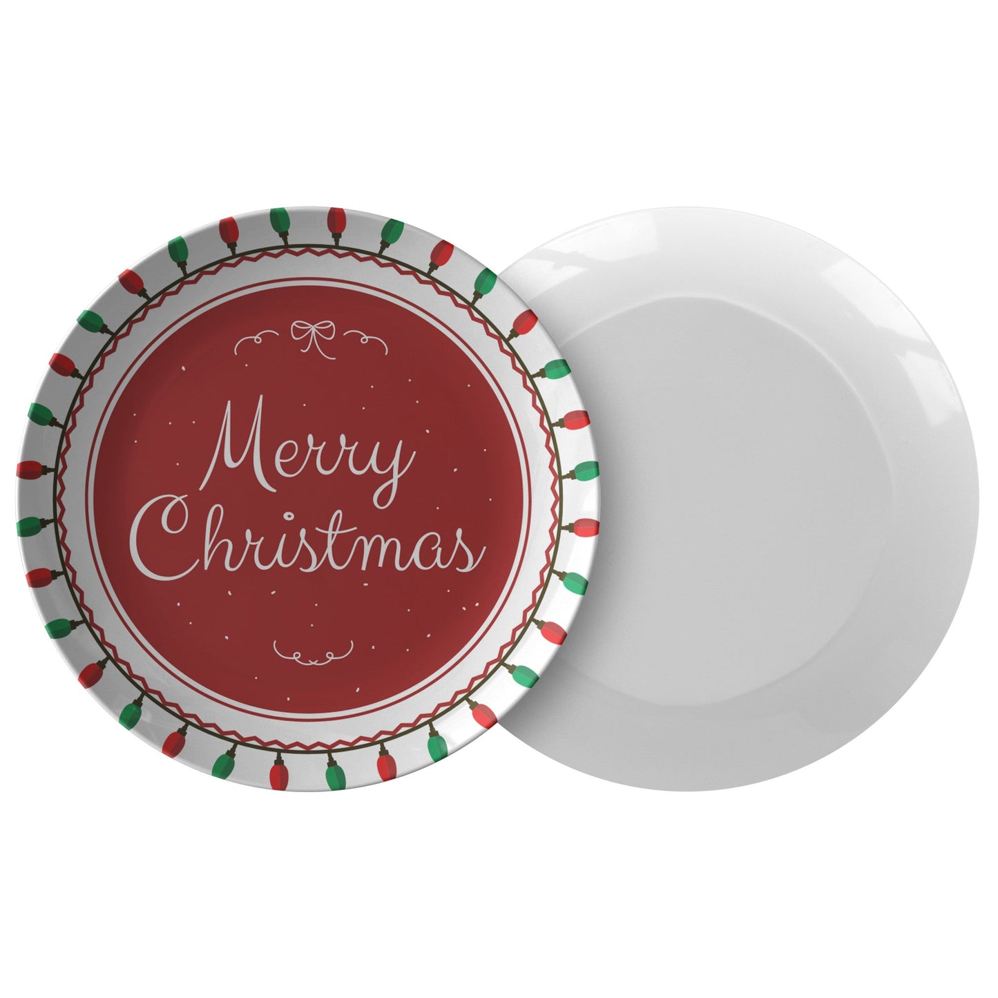 Merry Christmas Plate, Holiday Dinnerware, Christmas Table Decor, Festive Serving Dish, Holiday Party Gift - Set of Four - ChristmasLoving.Shop