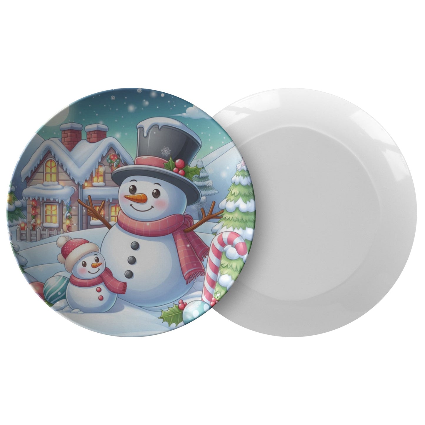 Snowman Christmas Plate, Holiday Dinnerware, Christmas Table Decor, FePRODUCT INFORMATION10" dinner plate manufactured from revolutionary polymer that is:
Microwave Safe
Oven Safe (250° up to 1 hour)
Dishwasher Safe
CPSC-Certified
FDAChristmasLoving.Shop