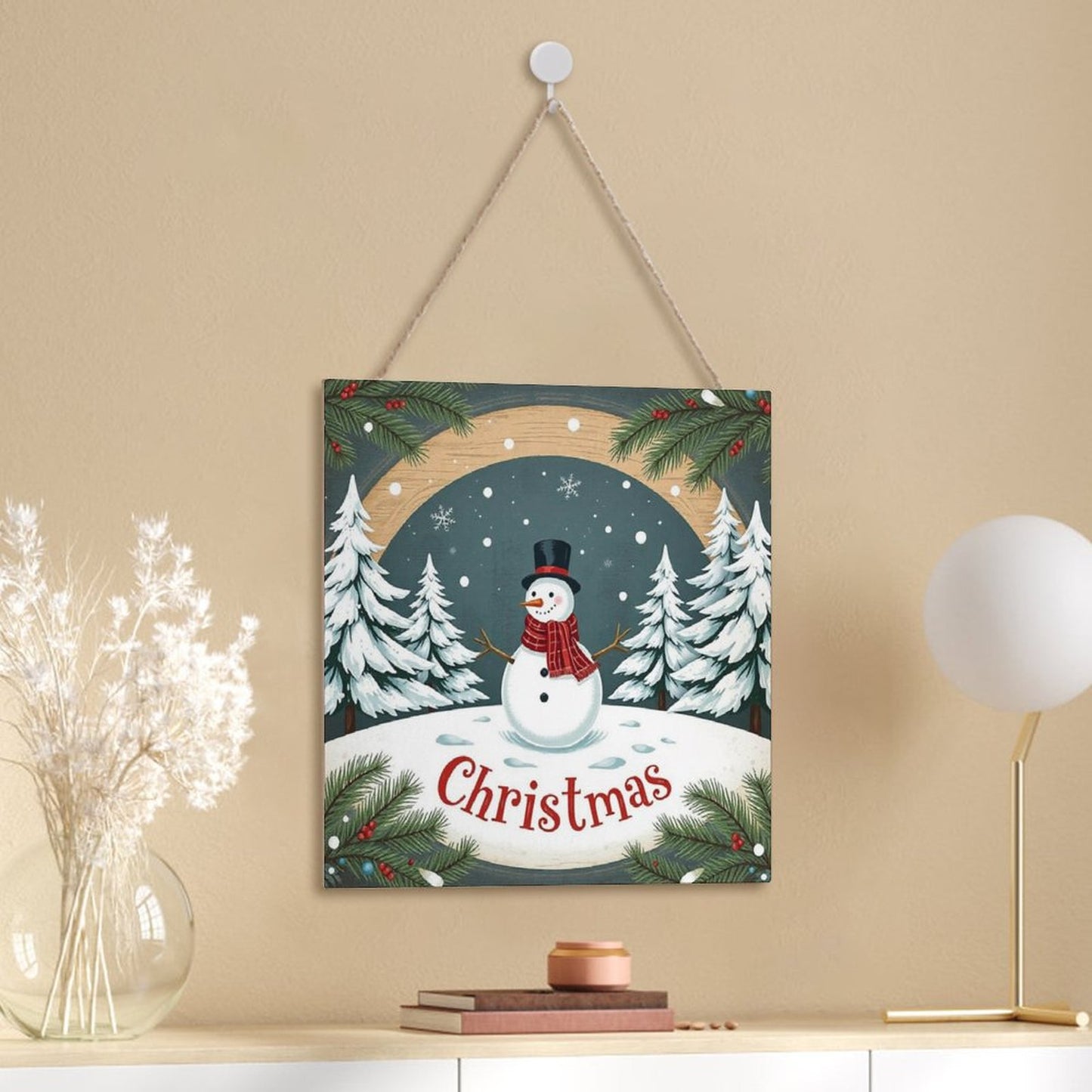 Christmas Square Wood Wall Decor Hanging Sign-12"x12"/30x30cm