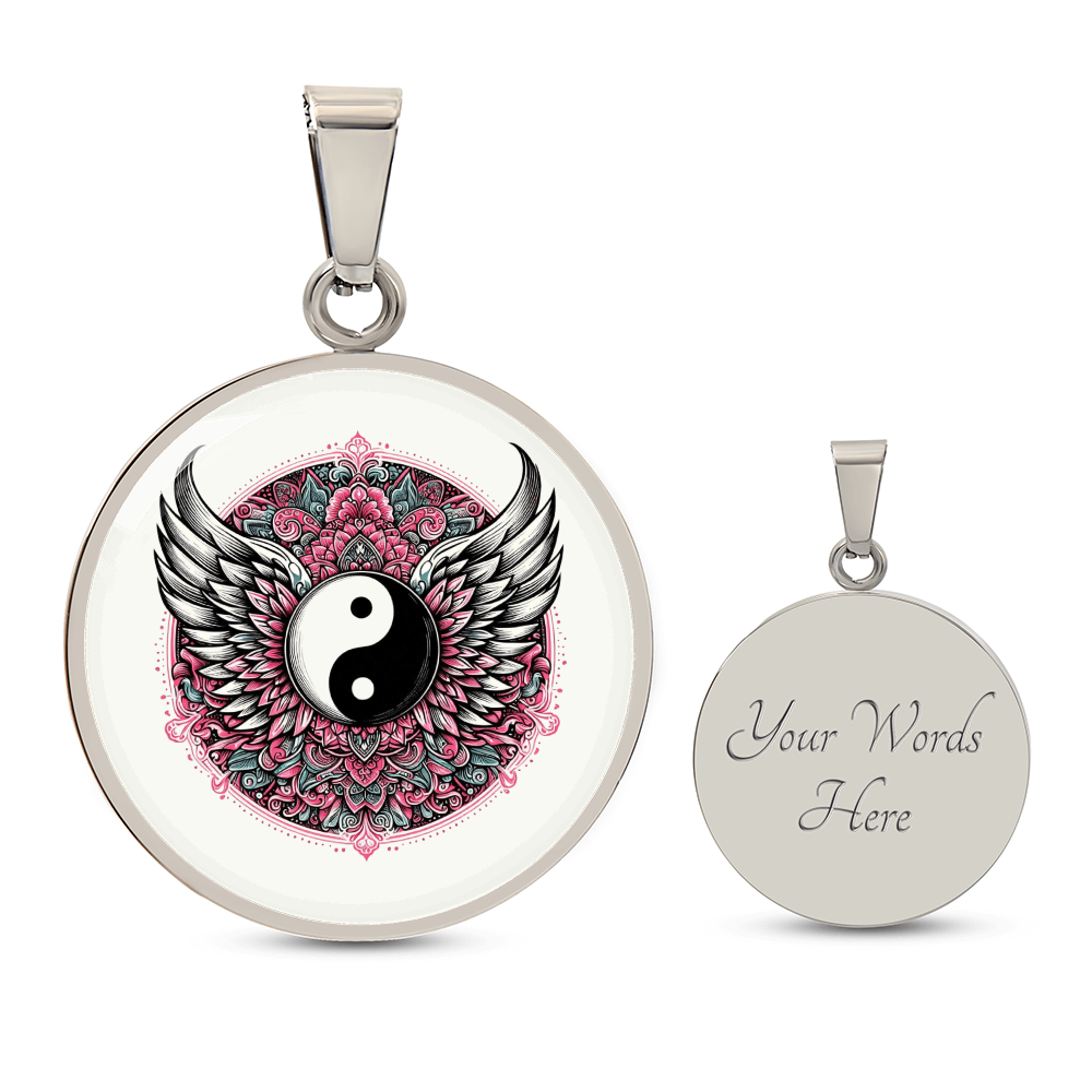 Angel Wings Yin Yang Luxury Graphic Circle Necklace