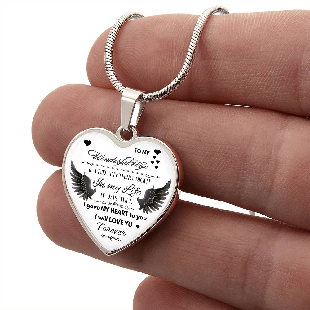 Angel Wings Necklace – To My Wonderful Wife Love Gift, Sentimental Jewelry for Wife's Birthday, Anniversary, or Just Because