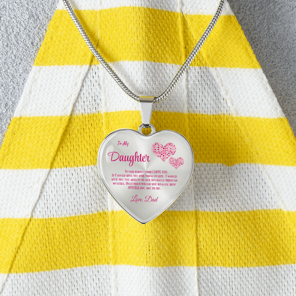 Heartfelt Luxury Gift from Dad: Stunning Heart Pendant Necklace for Daughter, Symbol of Love & Affection
