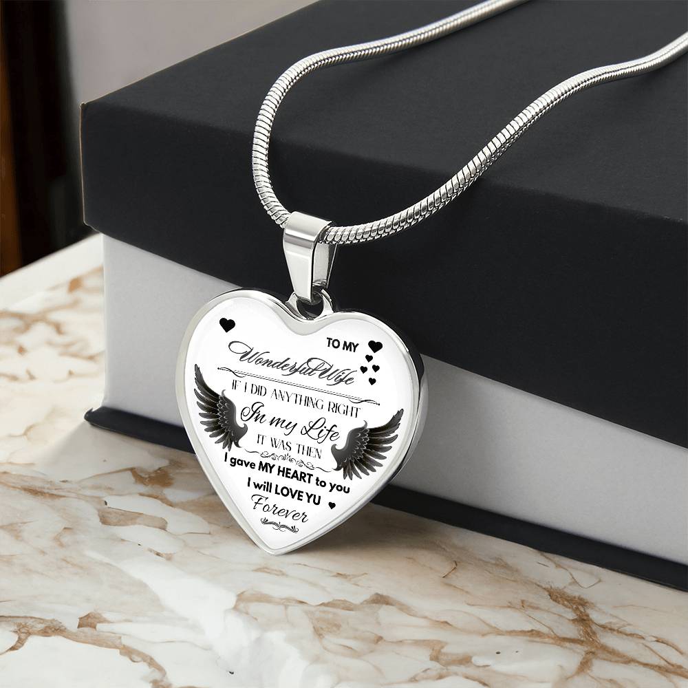 Angel Wings Necklace – To My Wonderful Wife Love Gift, Sentimental Jewelry for Wife's Birthday, Anniversary, or Just Because
