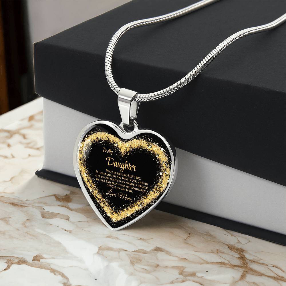 Luxury Heart Pendant Necklace – To My Daughter, Love Mom | Sentimental Jewelry Gift