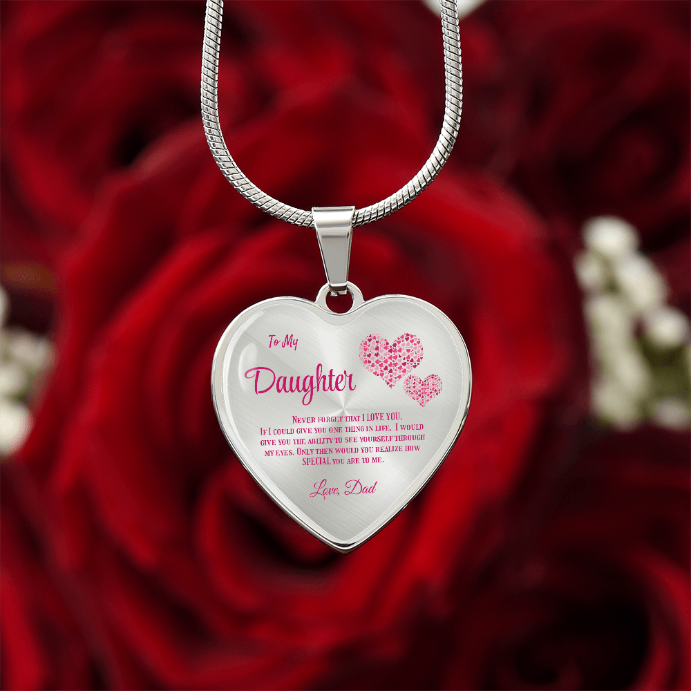 Heartfelt Luxury Gift from Dad: Stunning Heart Pendant Necklace for Daughter, Symbol of Love & Affection