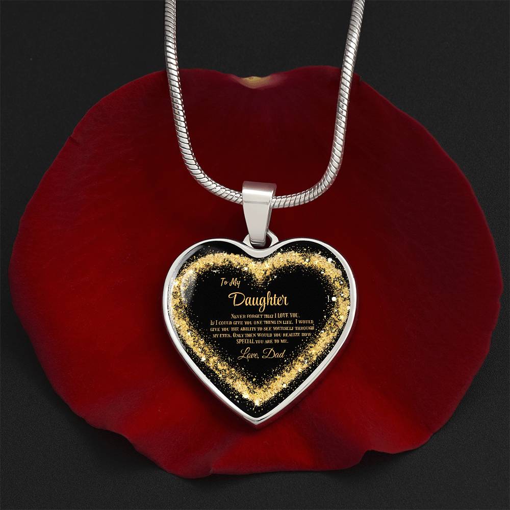 Luxury Heart pendant Necklace To my Daughter, love Dad