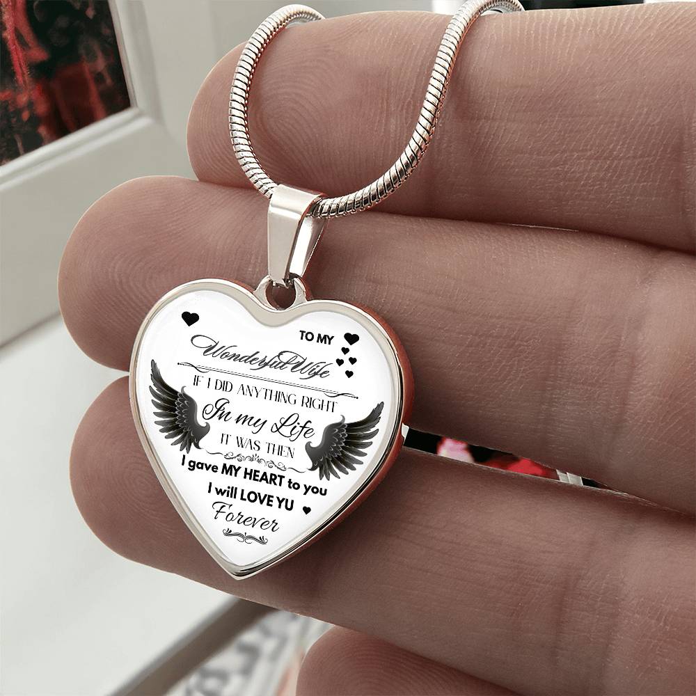 Angel Wings Necklace – To My Wonderful Wife Love Gift, Sentimental Jewelry for Wife's Birthday, Anniversary, or Just Because