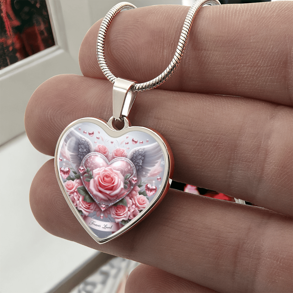Luxury Heart Necklace Memorial Jewelry – Forever Loved Graphic Pendant Gift for Women Loved One Keepsake