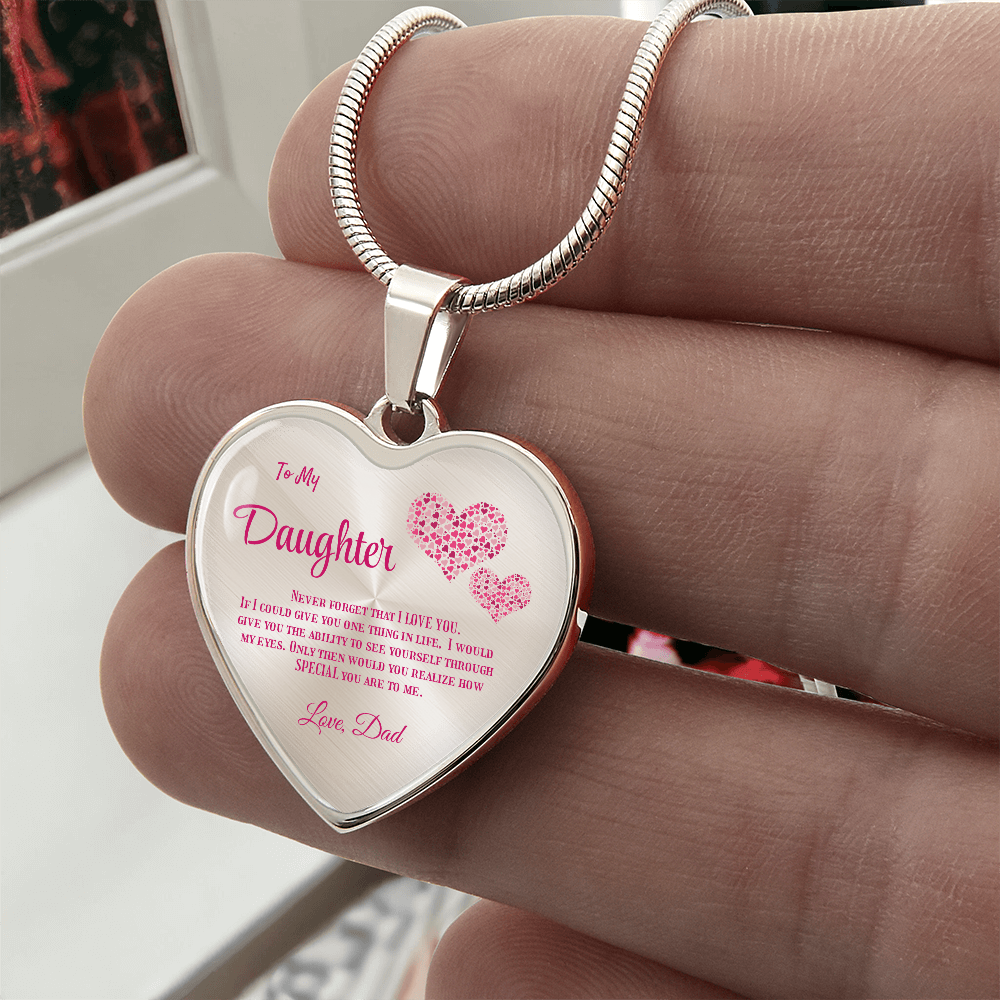 Heartfelt Luxury Gift from Dad: Stunning Heart Pendant Necklace for Daughter, Symbol of Love & Affection