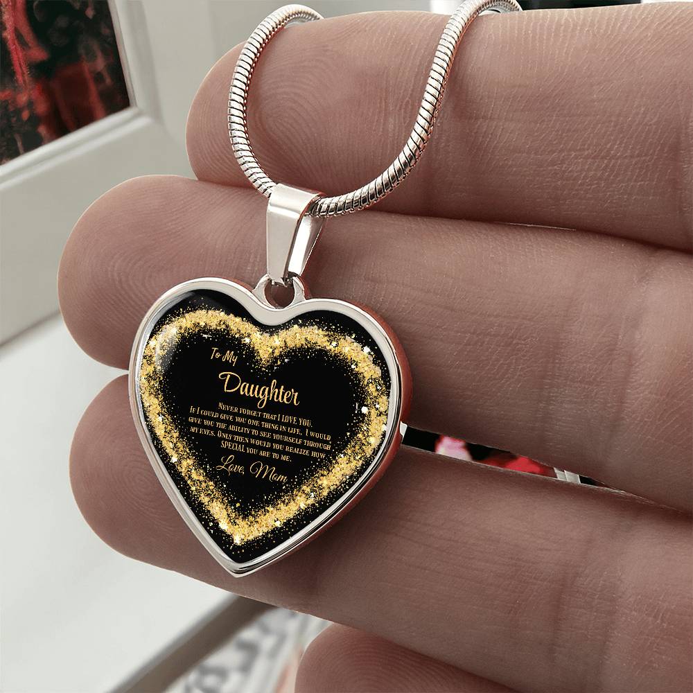 Luxury Heart Pendant Necklace – To My Daughter, Love Mom | Sentimental Jewelry Gift