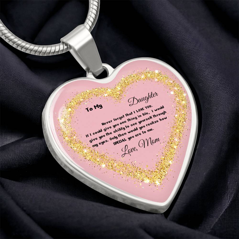 Luxury Heart Pendant Necklace – To My Daughter, Love Mom | Personalized Jewelry Gift